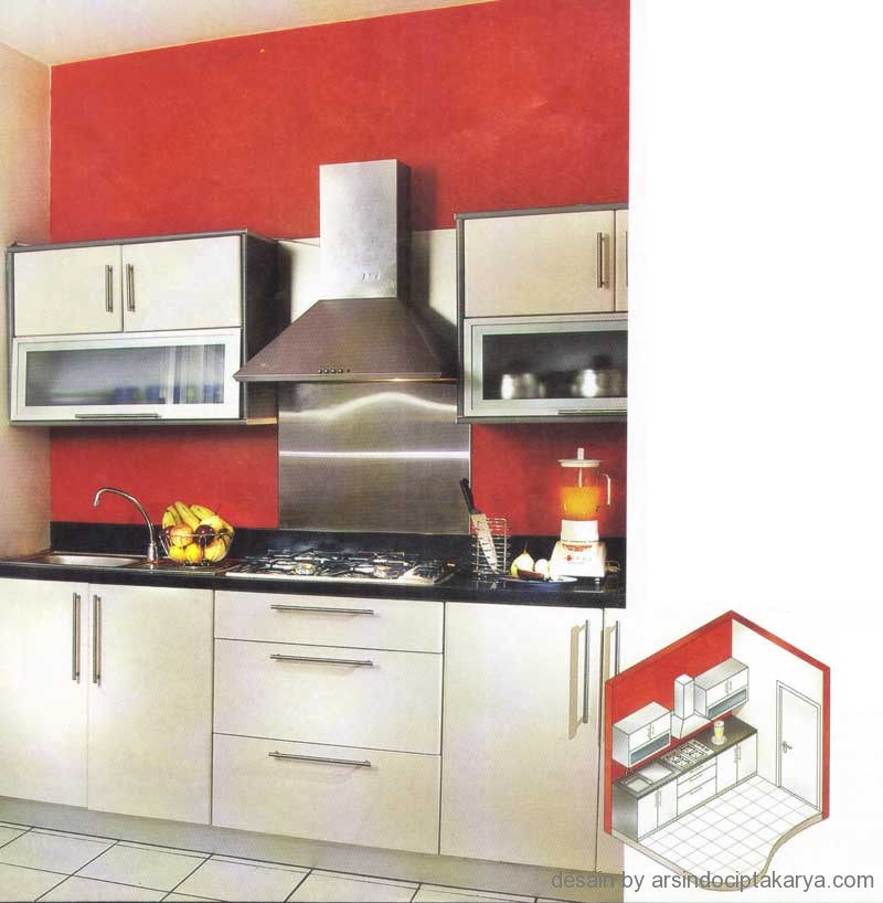  Desain  Interior  Dapur  Kombinasi Warna  Merah Putih Dan Silver