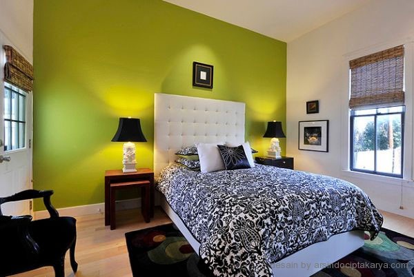 ruang tidur hijau tropis minimalis